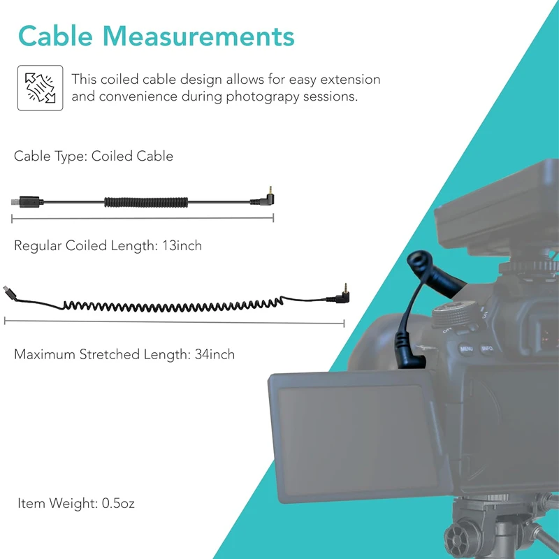 2.5มม.-N3/MC-DC2รีโมทคอนโทรลชัตเตอร์เชื่อมต่อสายเคเบิลสำหรับ Nikon D7500 D7200 D5600 D5500 D3300 D750พิกเซล D610 TW-283 T3 T8