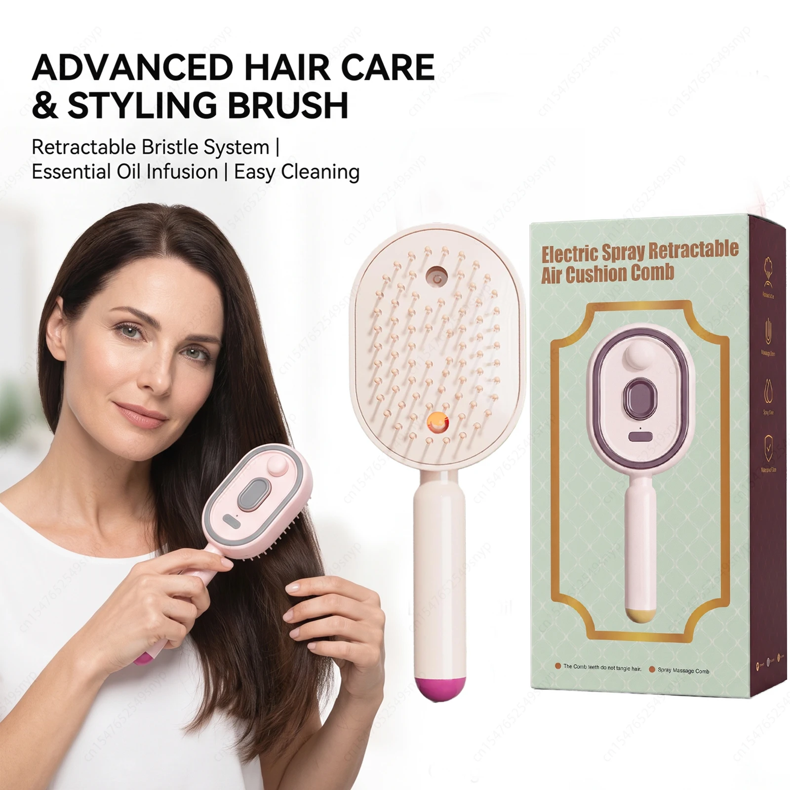 Electric Portable Spray Massage Comb Detangling Hair Brush With Moisturizing Spray And Scalp Massage Function For All Hair Types