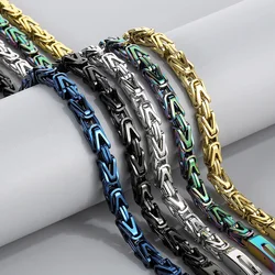 Fongten 65cm Stainless Steel Necklace Multiple Color Byzantine Chain Men Necklace Square Collar Jewelry Wholesale