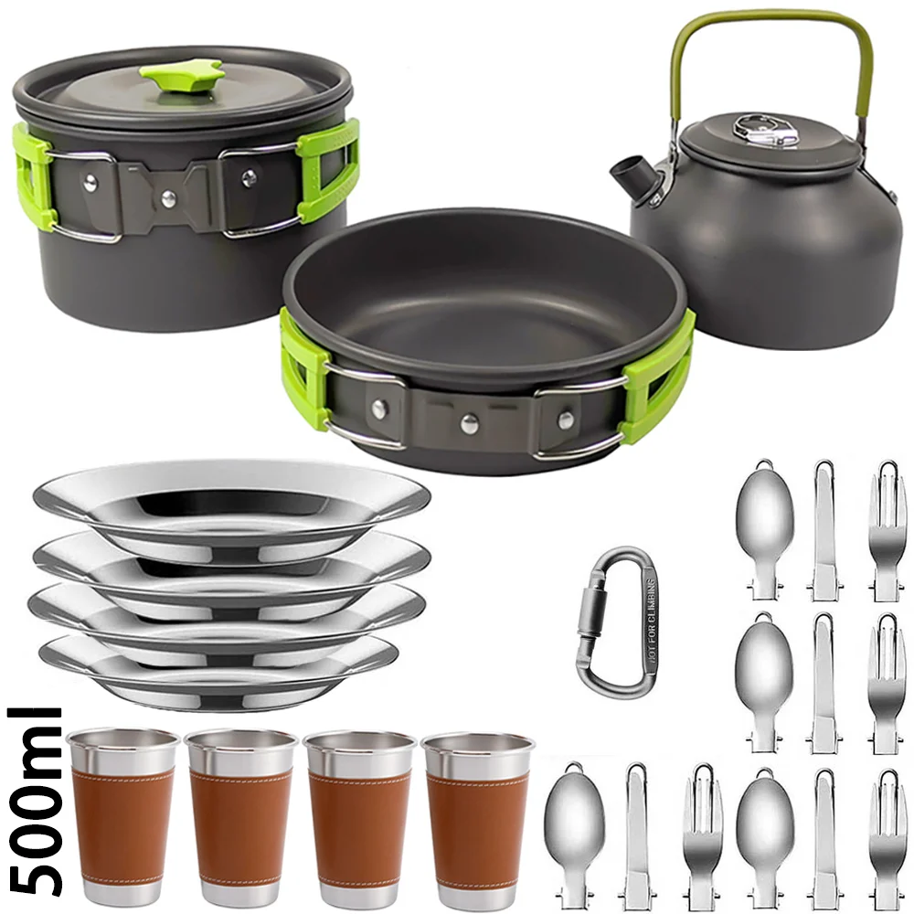 Outdoor Camping Cookware Set - Portable Non-Stick Pots & Pans for Hiking,Backpacking,Travel Lightweight,Durable & Compact Design