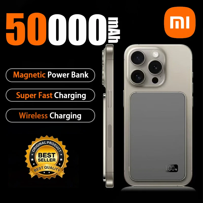 باور بانك لاسلكي مغناطيسي رفيع بقدرة 500000 مللي أمبير في الساعة من Xiaomi PD25W بطارية خارجية محمولة للشحن السريع لهاتف Magsafe لهاتف iPhone وسامسونج