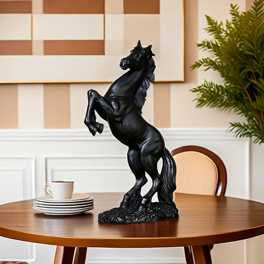 Escultura de caballo elegante: resina, ideal para el hogar, la oficina o la decoración del bar, la decoración del bar | Diseño artístico de caballos | Escultura de resina duradera