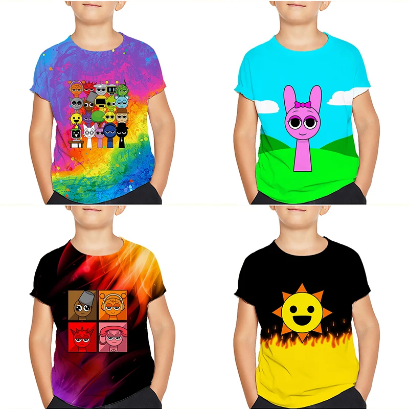 

Sprunki Incredibox Children T-Shirt Kawaii T Shirt Anime Cartoons Children Casual Clothes Tee Shirt Kid Girl Boy Fashion Top