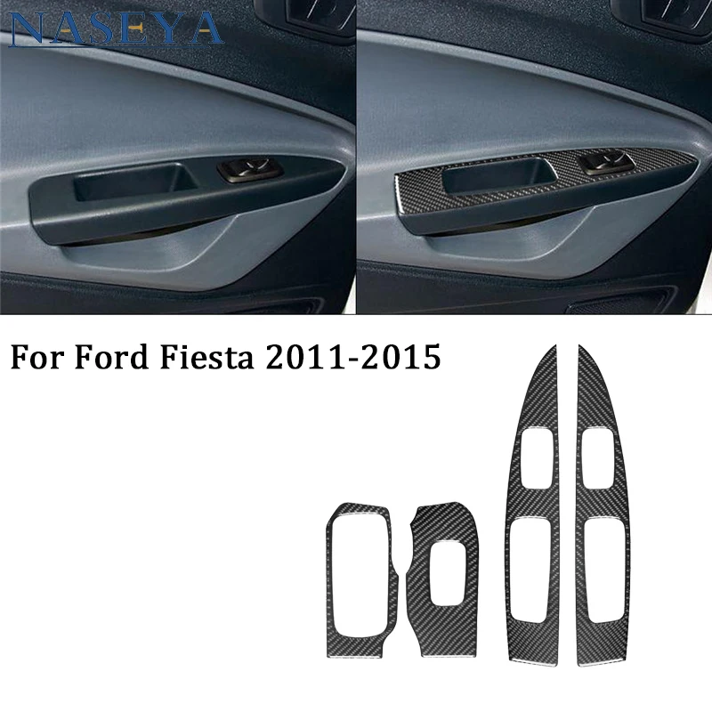 

Window Lift Control Panel For Ford Fiesta 2011 2012 2013 2014 2015 Carbon Fiber Stickers Car Interior Decorative Accessorie