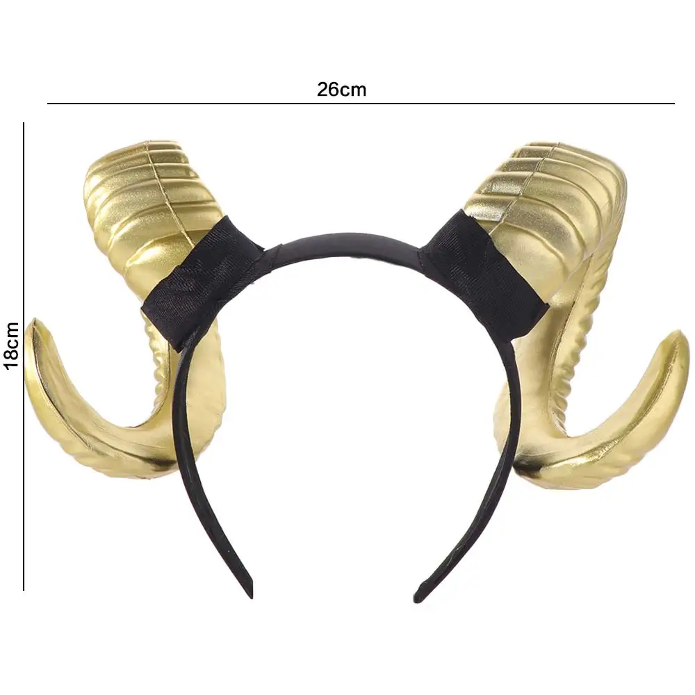 Artificial Black Demon Horn Headwear Gothic Reusable Halloween Devil Headband Realistic Unisex Goat Horn Hair Hoop Carnival