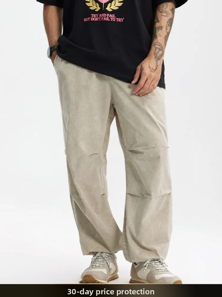 

Американские ретро-брюки свободного кроя с эффектом снежинок, весенние новые повседневные брюки с окрашиванием Aso для пар, молодежные свободные брюки Vitali Sle