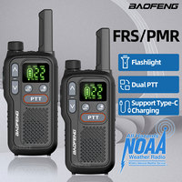 2pcs Baofeng BF-T18 Mini Walkie Talkie PMR FRS Dual PTT NOAA Flashlight Long Range Type-C Two Way Ham Radio For Kids Camping