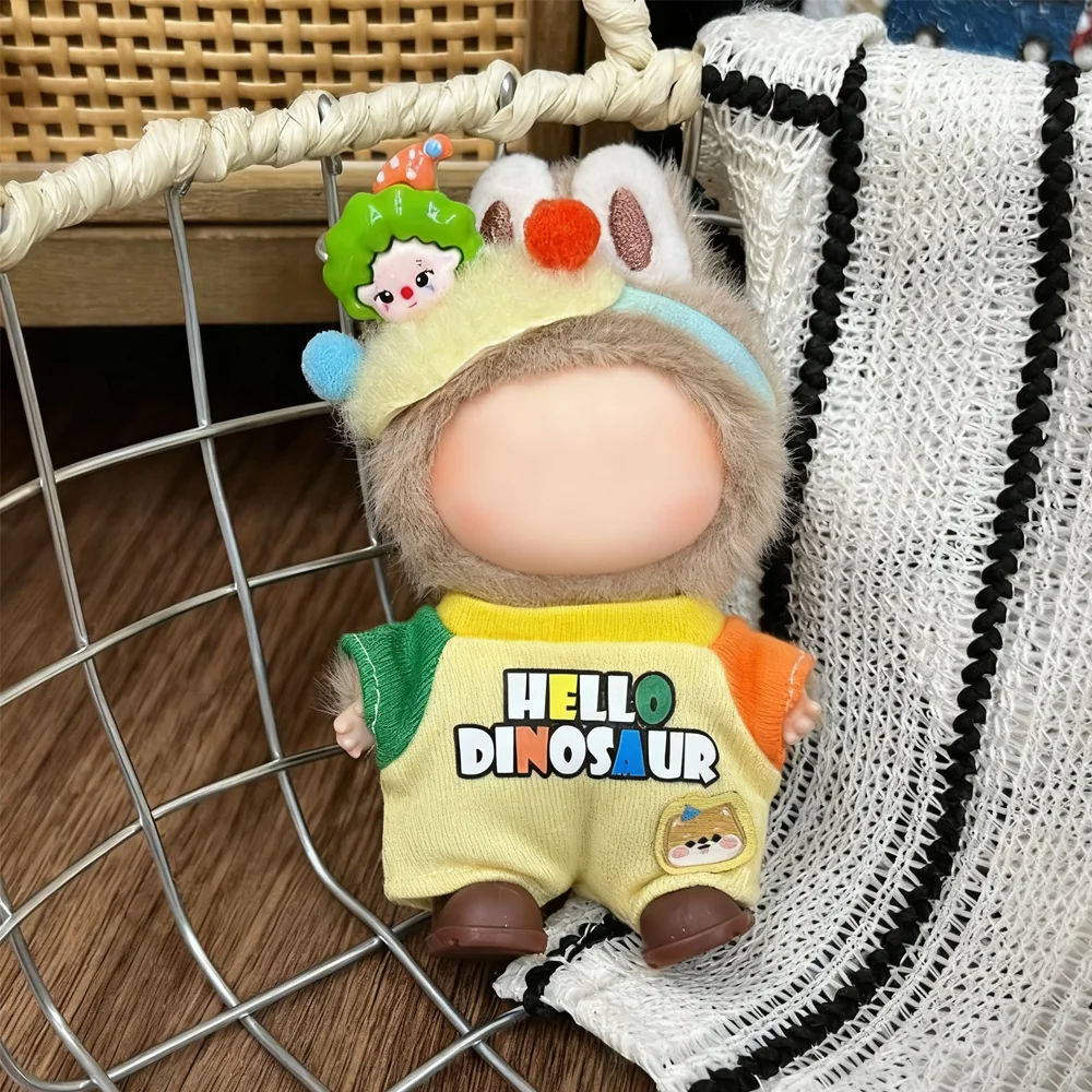 Ropa para muñeca Labubu 4,0, Mini accesorios para muñecas, conjunto de monos, disfraces colgantes para muñecas de Navidad, adorno de ropa de dibujos animados de 10cm