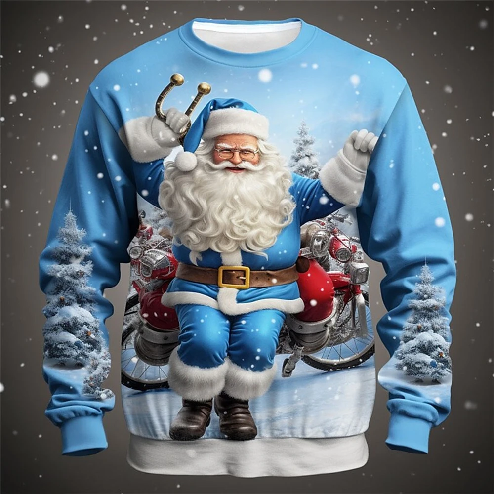 Graphic Santa Claus Merry Christmas Fashion Daily Casual Men's3D Print Pullover Sweatshirt Christmas Sweatshirts Crew Neck Print