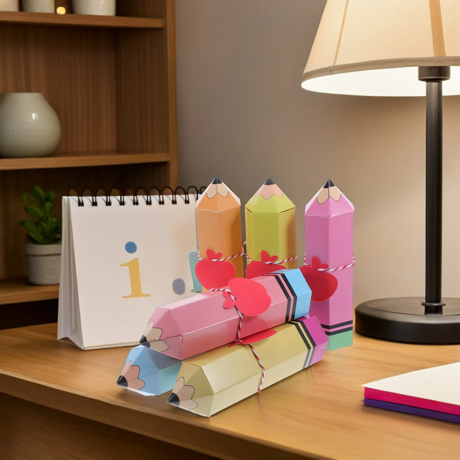 

12 Sets Pencil Packaging Box Shaped Boxes Back to School Candy Bag Small Cookie Favor Season Pastry Container