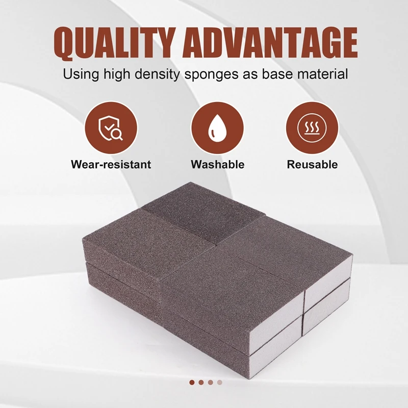 8 عبوات من إسفنجات الصنفرة كتل الصنفرة الخشنة الدقيقة في 60-220 فريك من ورق الصنفرة الرغوي لتلميع الخشب المعدني