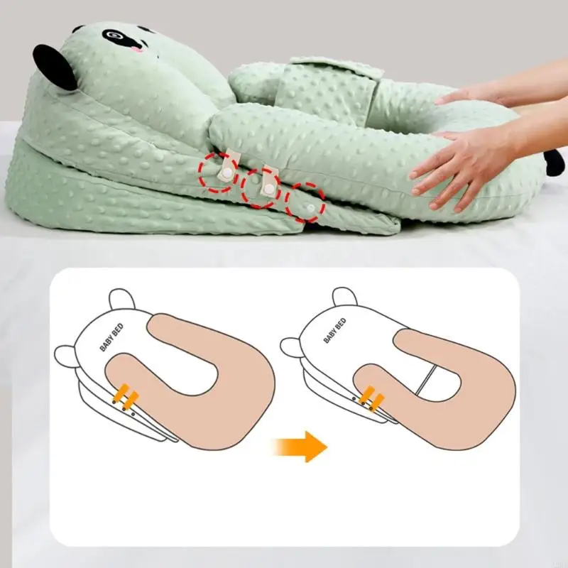 Relief Nursing Pillow For Infants Dotted Backing Double Padding Adjustable Height Secure Belt Easy Cleaning A2UB