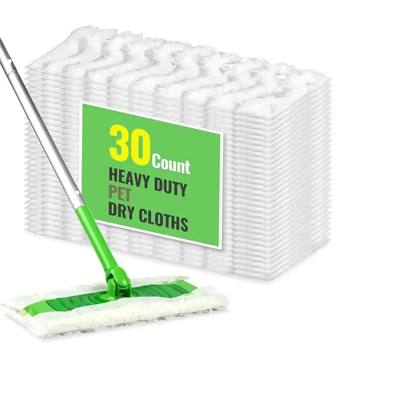 

AB08-30 Pcs Duty Dry Sweeping Cloths For Sweeper 2-In-1 Mops, Disposable Pet Hair Dry Mop Pads Refills For Sweeper