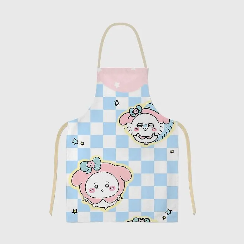 Cute Cartoon High‑appearance Chiikawa Linen Apron Waterproof Oil‑proof Neck‑hanging Sleeveless Household Kitchen Cooking Lovely