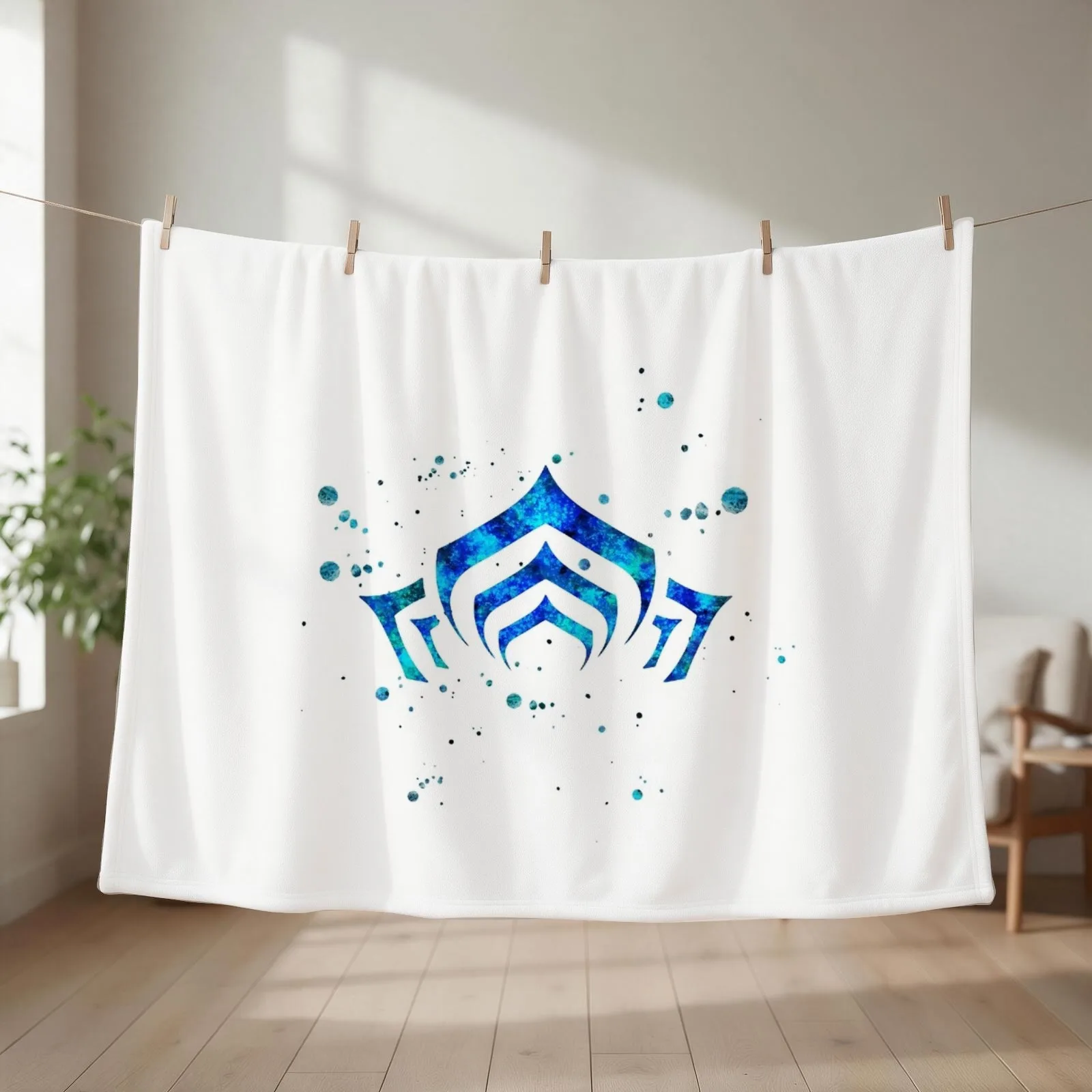 Warframe Logo Watercolor Throw Blanket couch cozy soft plush fuzzy picnic outdoor blanket
