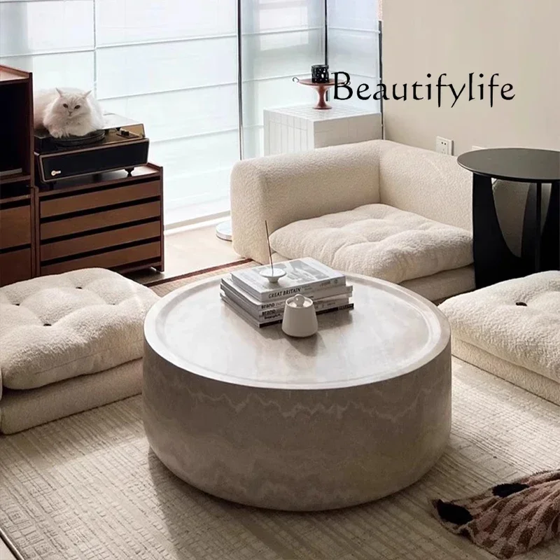 

Wabi Sand wind travertine coffee table living room home high-end artistic sense small apartment designer round marble