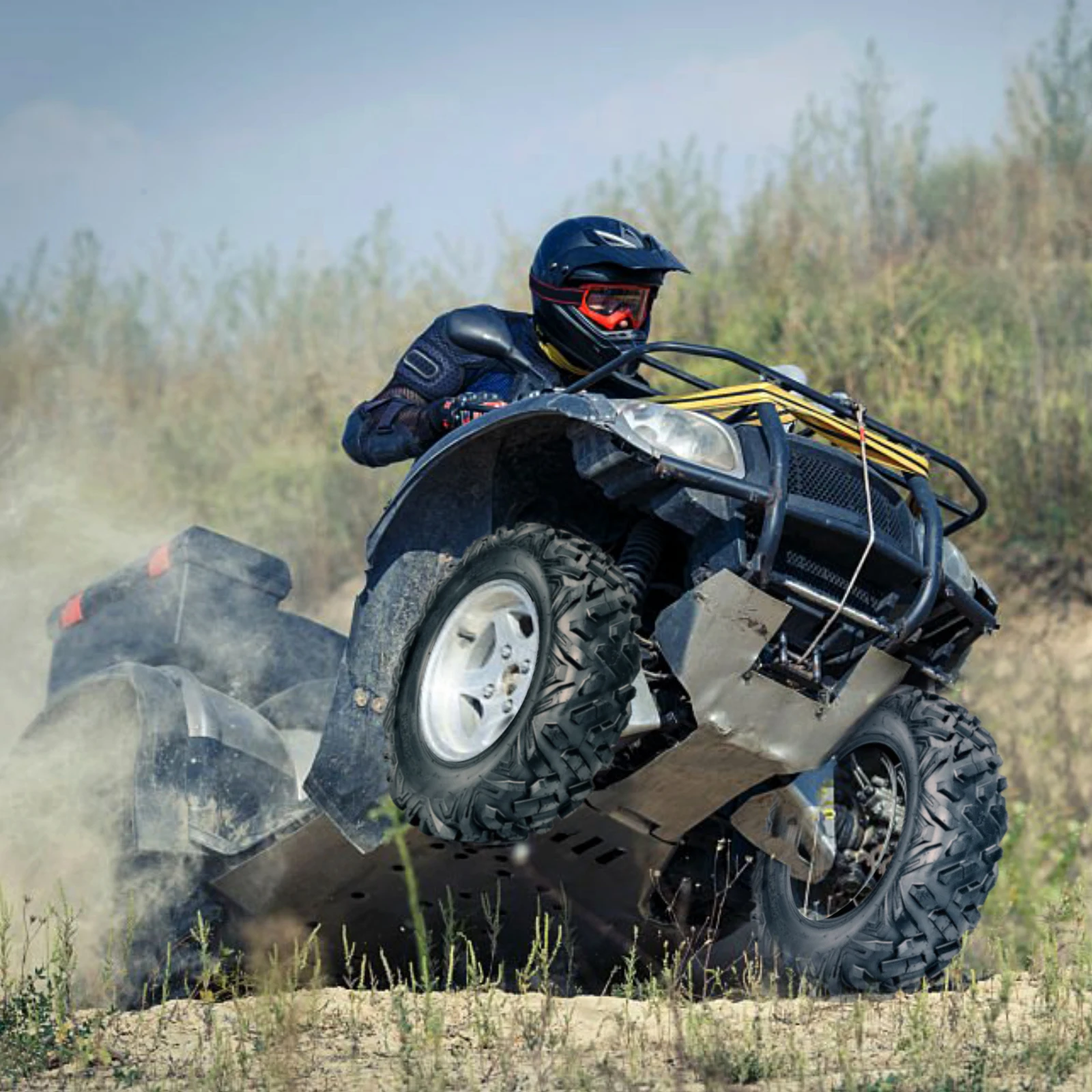 6 Ply Heavy Duty ATV/UTV All-Terrain Tubeless Tire Set – High Traction, Puncture Resistant, Superior Off-Road Grip for Trail, Mud, Sand, Rock, Street – Durable Performance, 24x8-12 & 24x10-12