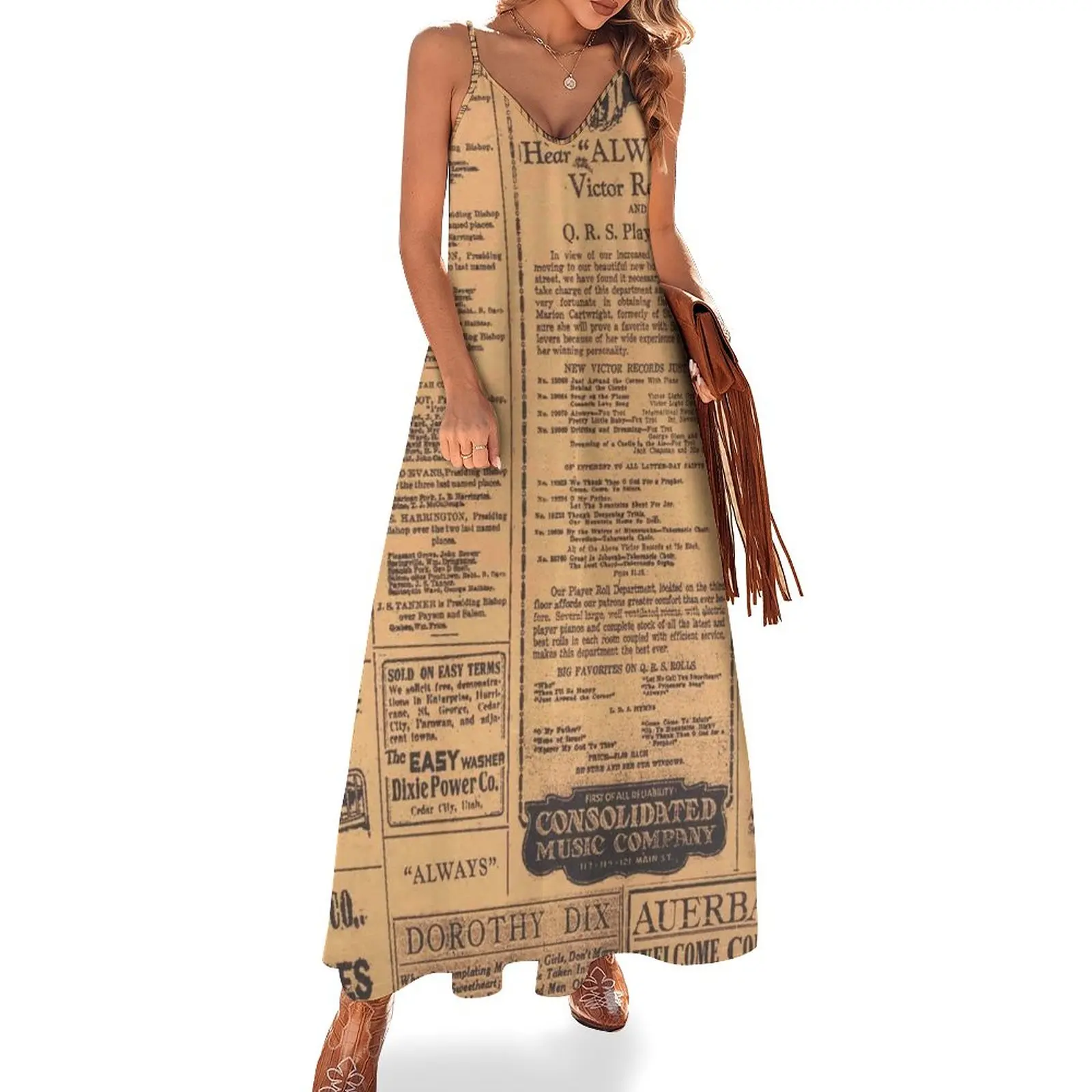 

Old Newspaper Page Look Sleeveless Dress Female dress dress women summer 2024 ladies dresses for women 2024