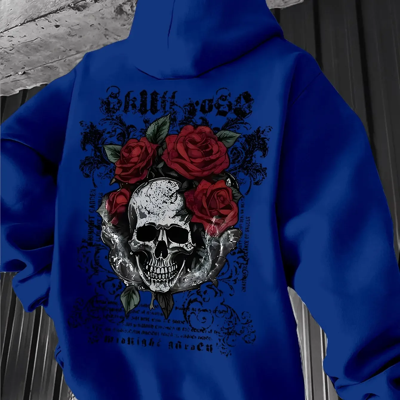 Men's trendy American hip-hop style skull print hoodie long-sleeved pullover men's sweatshirt with street dark style - Image 4