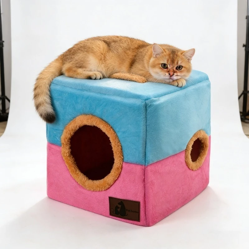 

Foldable Dual Hole Pet Bed Portable 2-Hole Design Soft Warm Cozy Nest for Dogs Cats Indoor Outdoor Travel Lightweight Washable