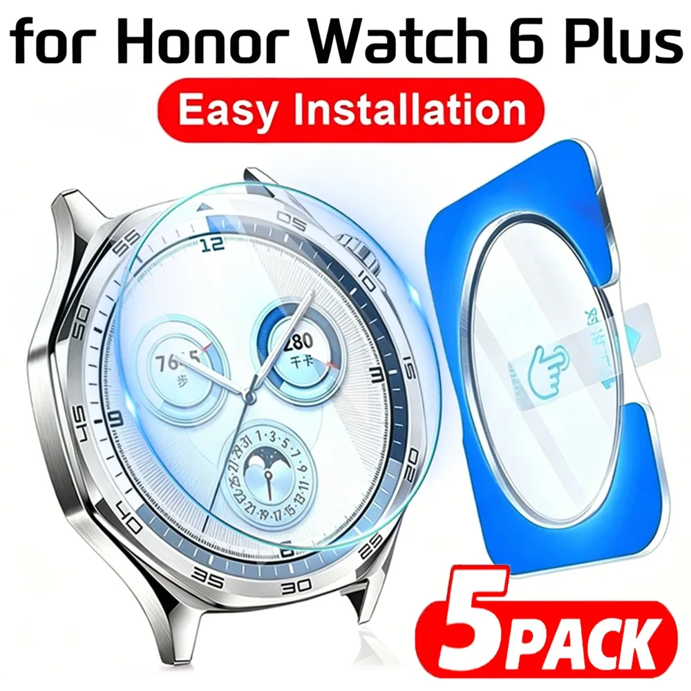 1-5pcs HD Tempered Glass for Honor Watch 6 Plus Screen Protector with Auto-alignment Install Kit 9h Anti-scratch Protective Film