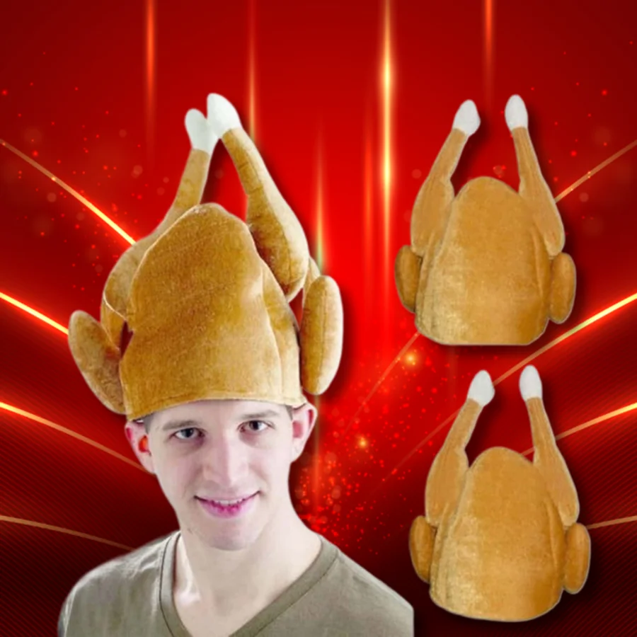 Yellow Drumstick Shaped Plush Fashion Turkey Hat for Women and Men for Thanksgiving Party