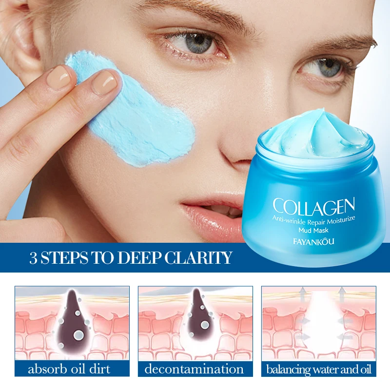 

FAYANKOU Collagen Anti-Wrinkle Repair Moisturizing Mud Mask Deep Cleansing Oil Control Shrink Pores Nourishing Face Mask Care