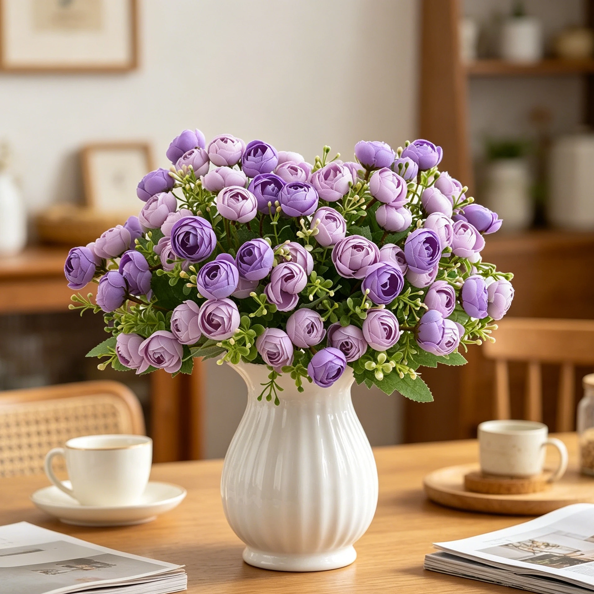 Silk Artificial Flower Tea Buds Festival Wedding Bridal Bouquet Wreath Home Room Table Vase Garden Yard Decoration DIY Gift Prop