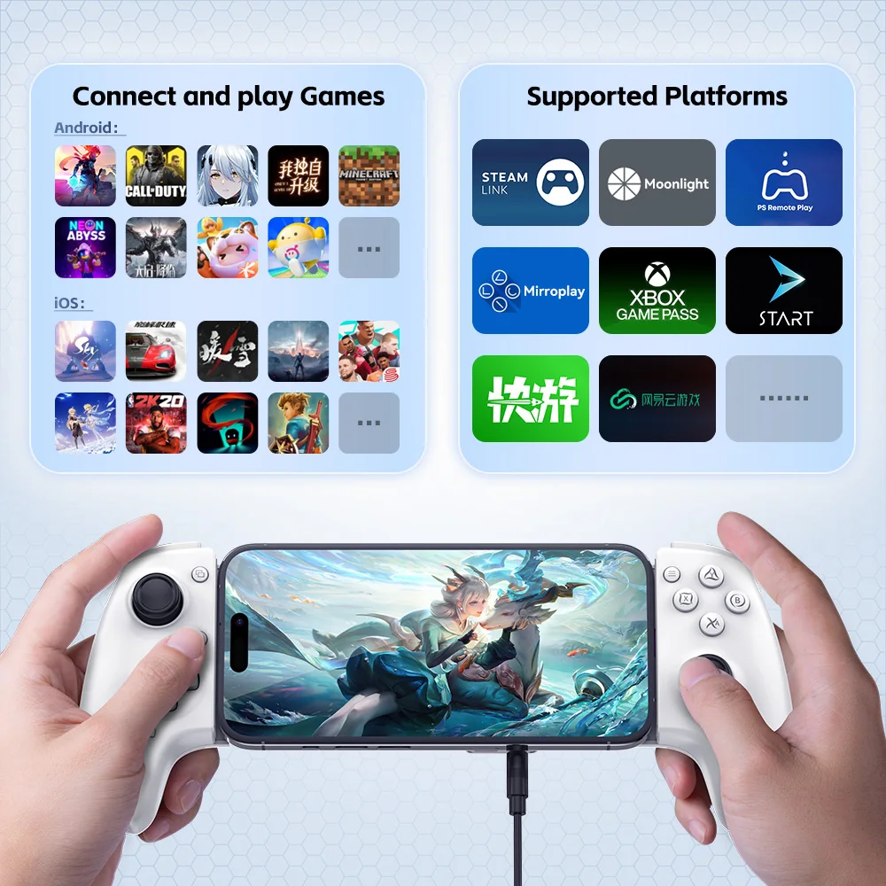 2024 New Ab01 Gamepad Type-C Wired Bluetooth Dual-Mode Android Ios Computer Switch Universal Hall Rocker Linear Hall Trigger