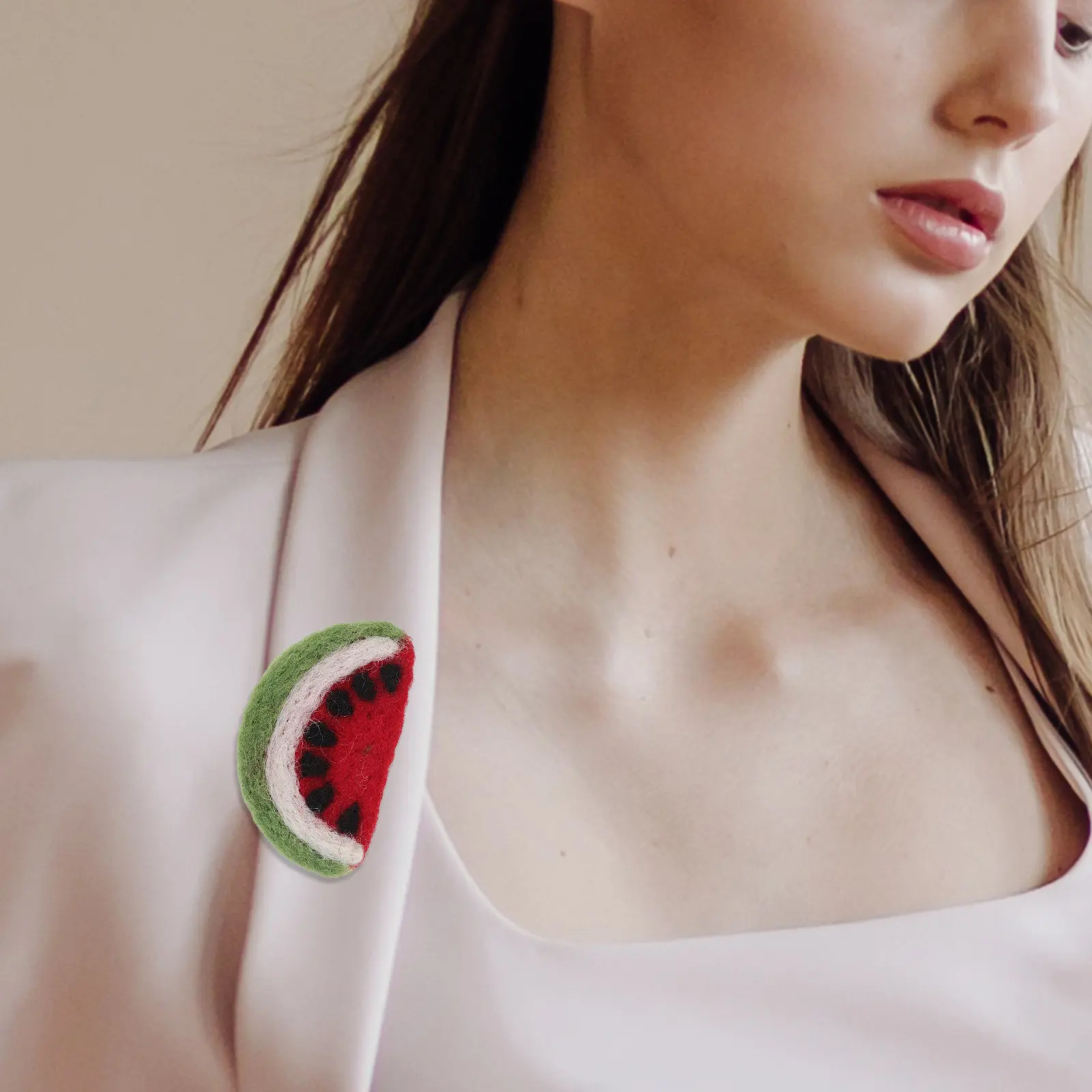 5Pcs Wool Felt Watermelon Brooch Pin Cute Cartoon Fruit Lapel Badge Clip for Women Bag Hat Clothing Scarf Daily Outfits