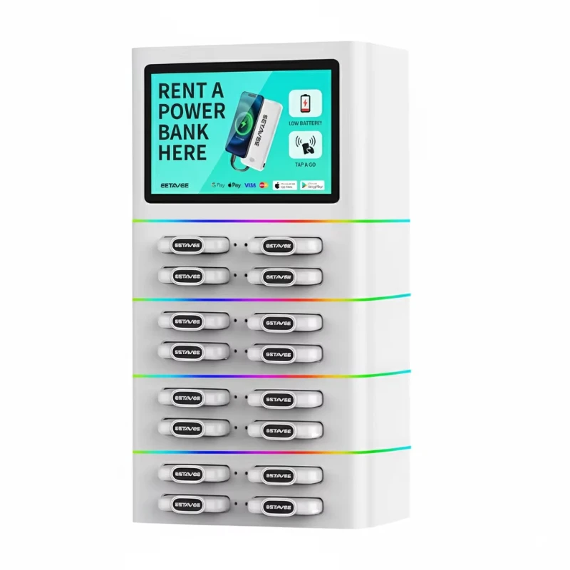 Commercial 16-slot stackable mobile power rental station shared mobile power unit