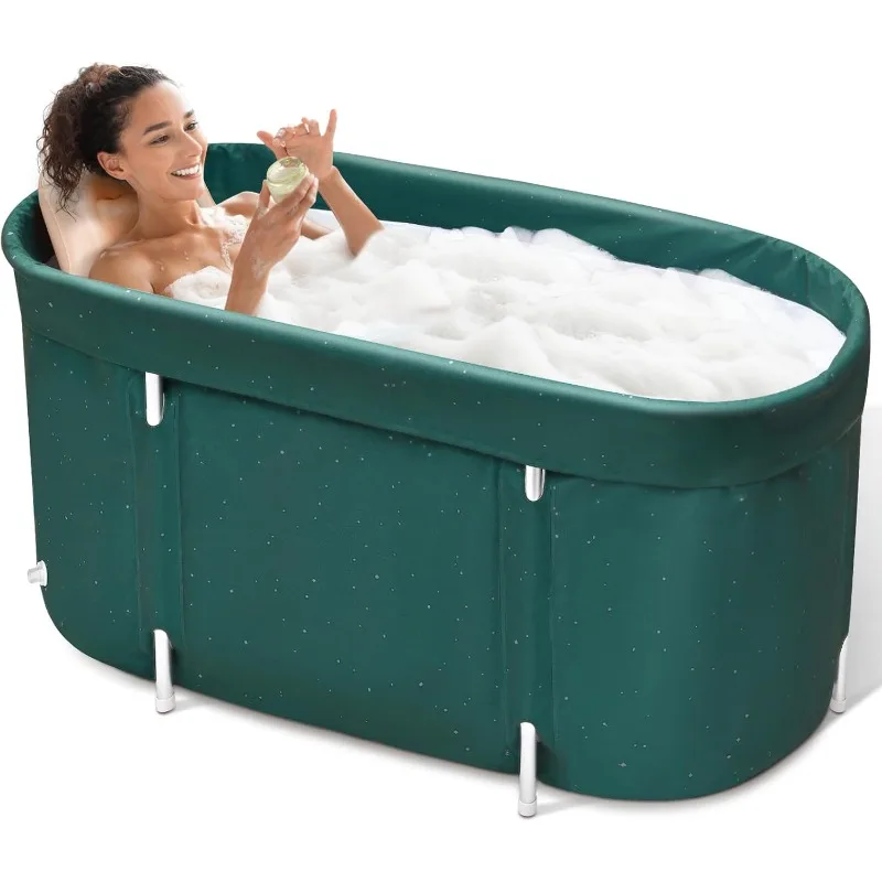 

Portable Bathtub, Foldable Tub for Adults, Bath Tub with Backrest Suitable for Ice or Hot Bath, dark green (Dark Green)