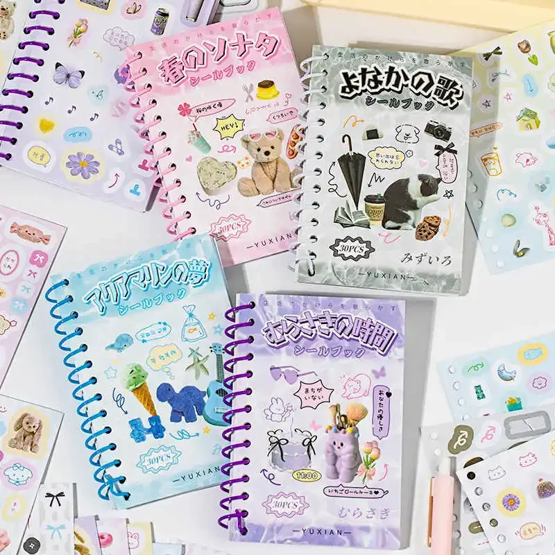 30sheets/piece Laptop Kpop Scrapbook Journal Kawaii Stickers Kids Gift Korean Ins Cute Collage Material Decorative Sticker Book image 3