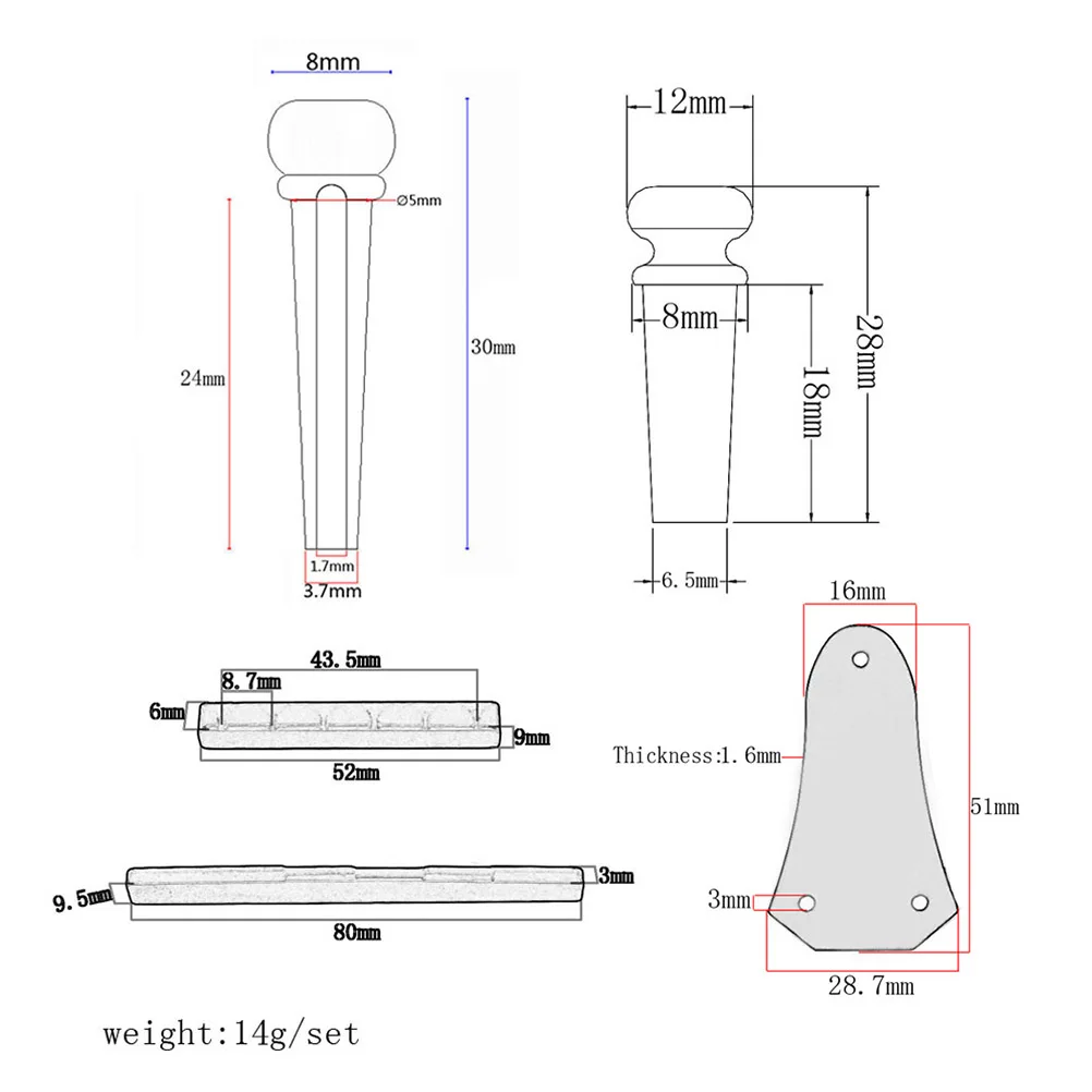 

10Pcs Acoustic Guitar Replacement Parts Ebony Nut Saddle Bridge Pins Endpin Truss Rod Cover Natural Fragrance Classic Look
