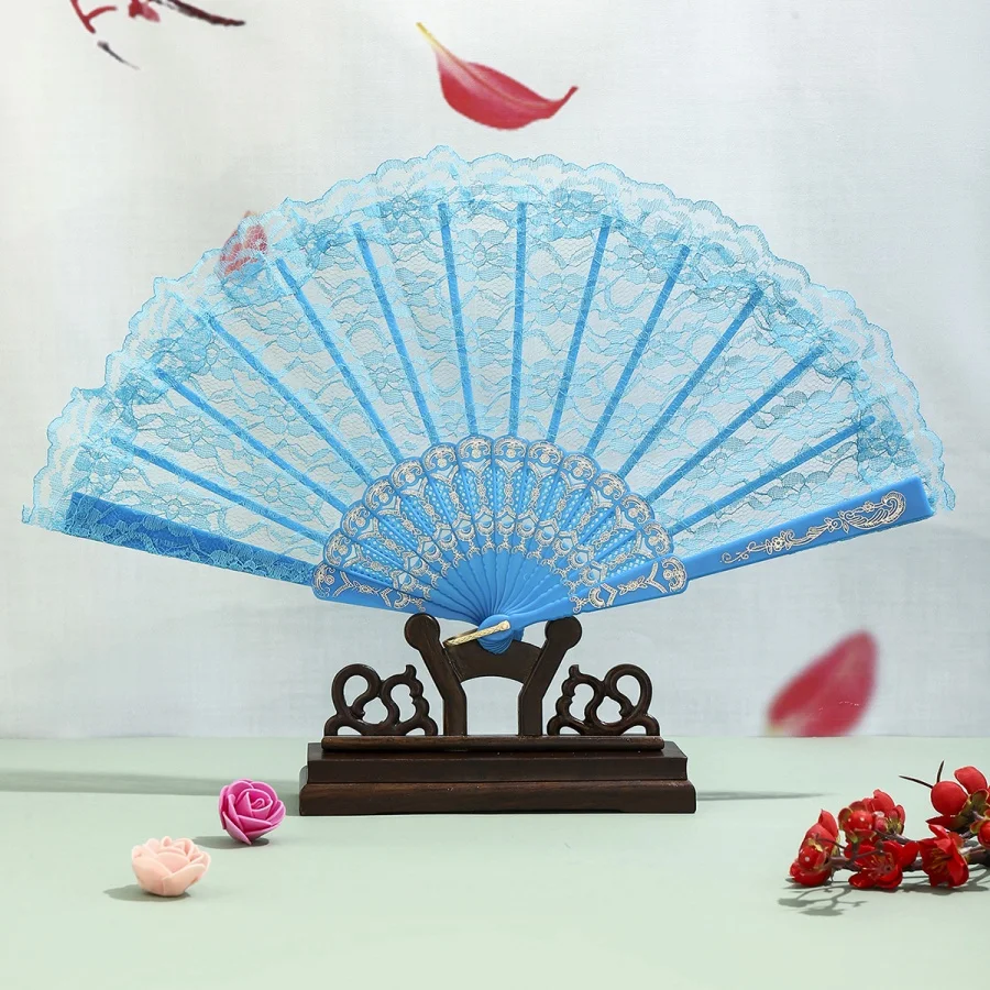 French Style Lace Hand Fan, Elegant Hollow Fan, Decorative Prop for Shooting & Performance