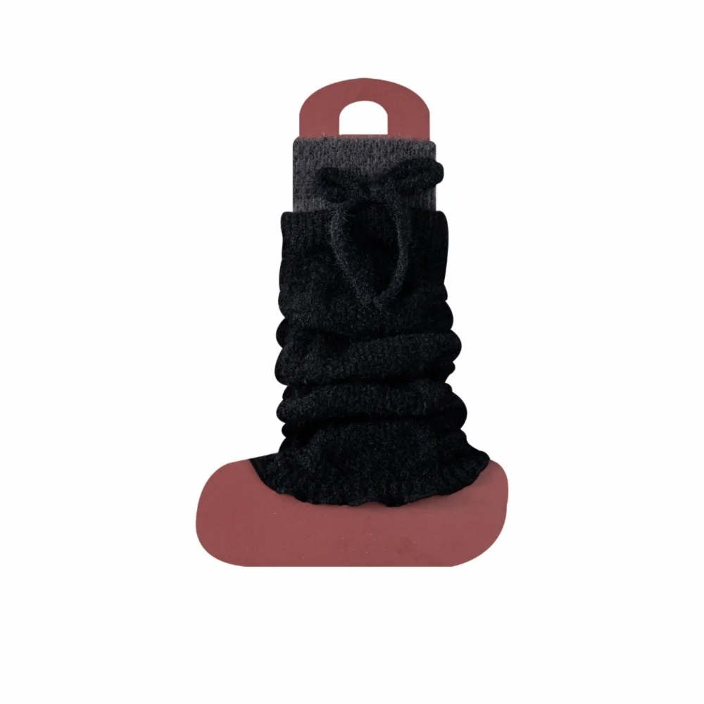 

1Pair Y2K Japanese Style Leg Warmers Bow Design Thick Long Socks Keep Warm Rolled Edge Lolita Socks Autumn Winter for Women