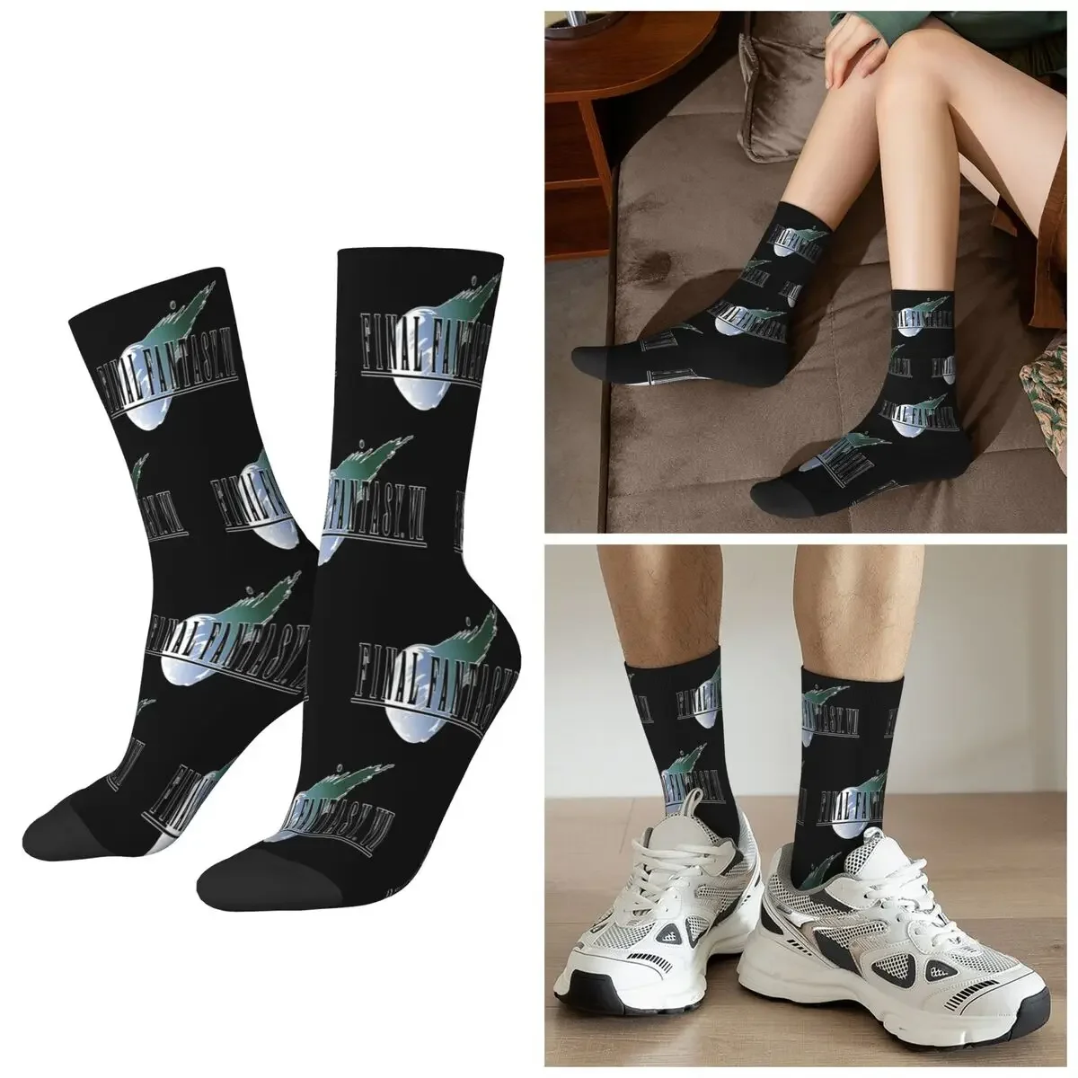 

Носки с логотипом All Seasons Final Fantasy VII, спортивные носки средней длины в стиле Харадзюку, забавные носки для мужчин и женщин, подарки на день Святого Валентина