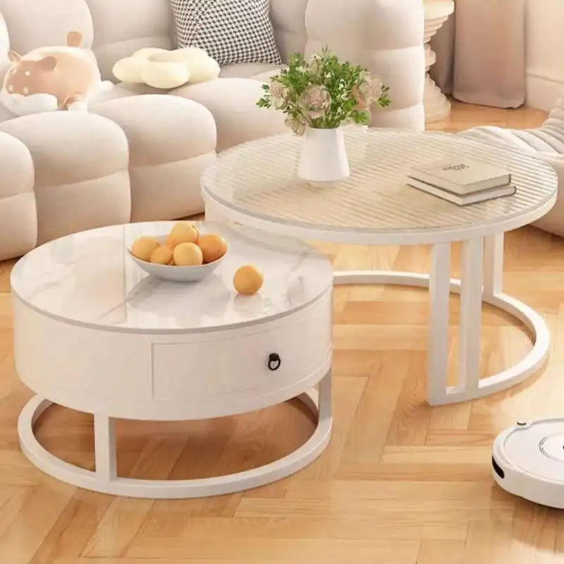 

White Square Coffee Table Glass Drawers Transparent Hotel Modern Nordic Coffee Table Living Room Mesa Auxiliar Furniture