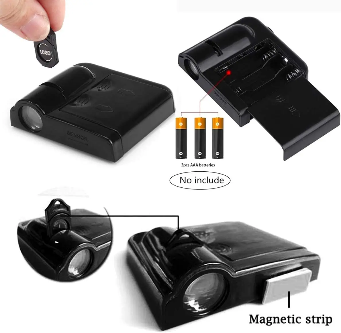 Luci per proiettori a LED per portiera dell'auto con sensore magnetico, lampade per ombretti di benvenuto (confezione da 2)