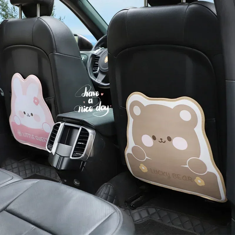 

Car Cartoon Animal Bear Bunny Backseat Protector Kick Mat Seat Back Cover Waterproof Leather Anti-Kick Pad For Kids New