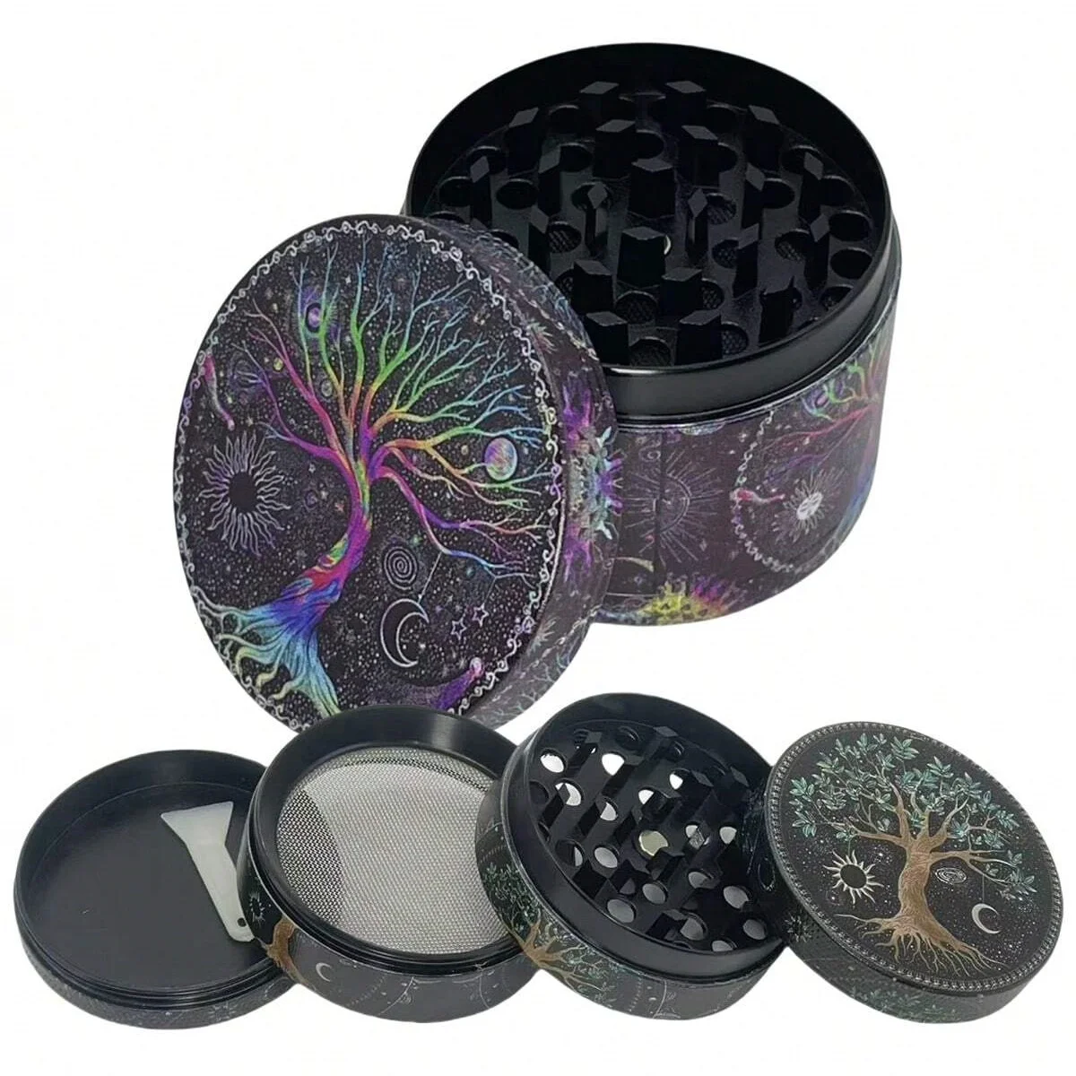 Molinillo Manual de hierbas y árboles bohemios, molinillo de pimienta y especias, mortero, cigarrillo, hierba cruda, molinillo de tabaco, herramienta de cocina para fumar, 1,6/2/2,5 pulgadas