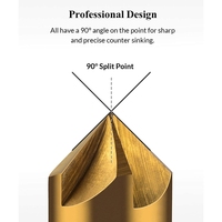 X59A_6 Pcs 1/4inch Hex Countersink Drill Bits Set HSS 5 Flute 90 Degree