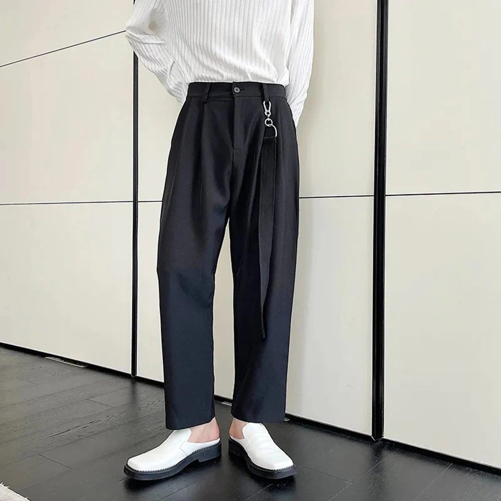 

2026 Summer New Men's Solid Color Straight Leg Suit Trousers Fashion Trendy Casual Simple Loose Breathable Men's Bottoms