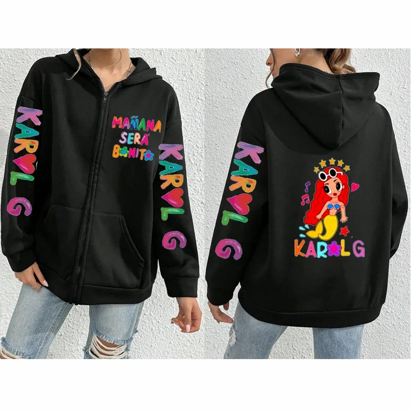 2024 Mañana Sera Bonito Harajuku Crew Neck Long Sleeve Oversized Zip Hoodie,Karol GG Hoodie,Bichota Harajuku Pullover Sweatshirt