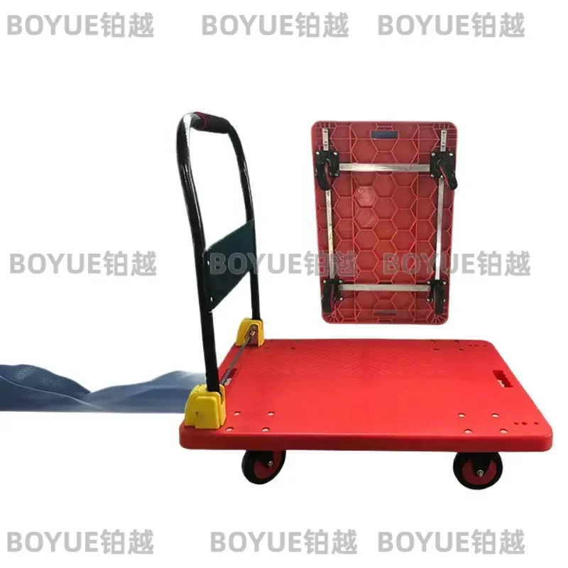 Heavy Duty Foldable Platform Trolley Silent Wheels Thickened Flatbed Cart Warehouse Supermarket Hand Truck Utility Dolly