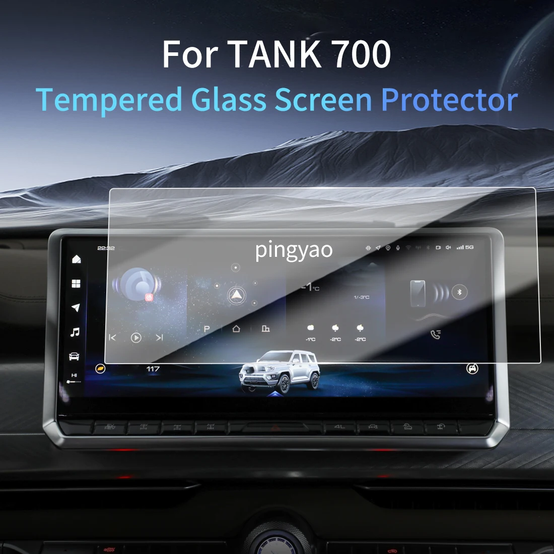 

Car Sticker Screen Protector Navigation Display Tempered Glass Protective Film Car Vehicle For24Great Wall Motor TANK 700