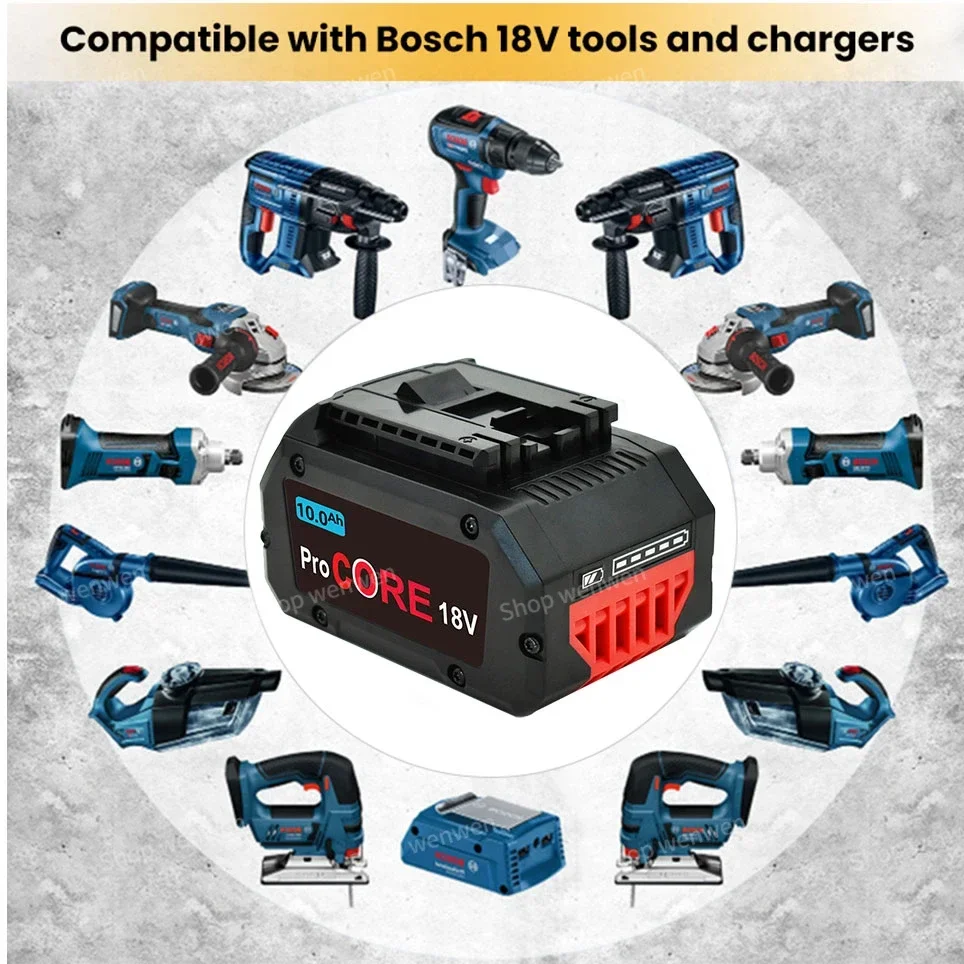 Batteria di ricambio ProCORE 18V 10000mAh, per Bosch Professional Cordless Tools BAT609 BAT618 GBA18V80 21700 Cell