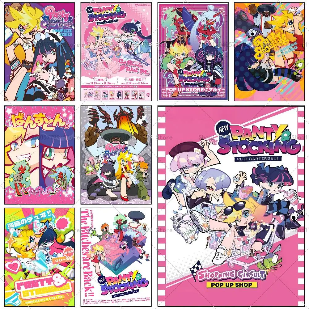 Anime P-Panty And S-Stocking Poster, selbstklebende Wandkunst, wasserfester Aufkleber für Bar-Raumdekoration, hochwertiger Druck, Geschenk
