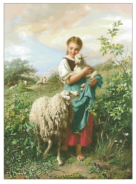 Little Shepherdess 16CT 14CT Canvas Unprinted Top Quality Cross Stitch Kits Embroidery Art DIY Handmade Needlework Home Decor