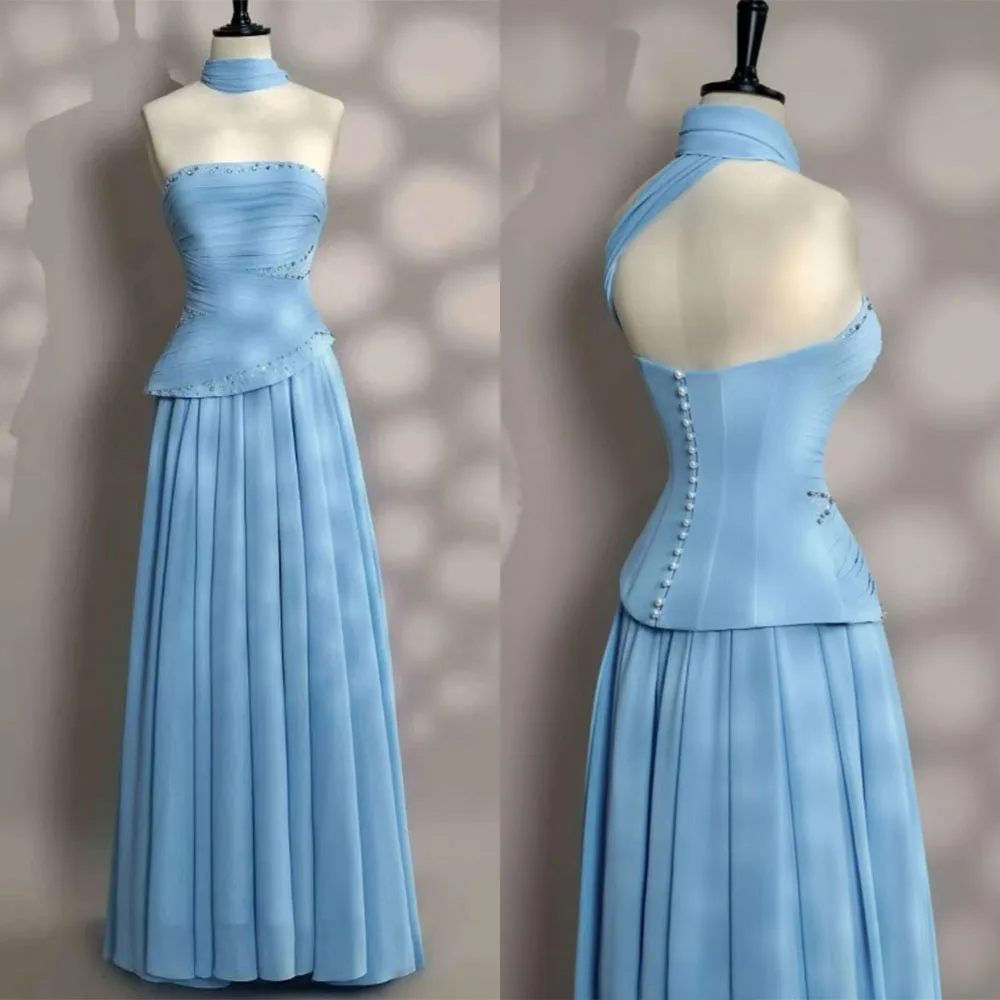 

High Quality Customized Strapless Floor Length Backless Button Sleeveless Elegant Dress Women for Wedding Party Evening Gowns